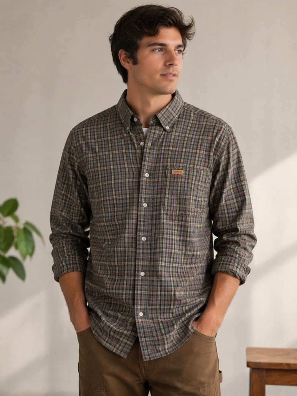 Carhartt Plaid Button Down Work Shirt Large Tall